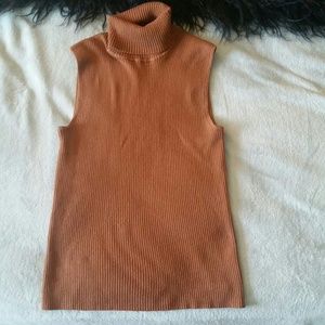 Chico's | Ribbed Turtle Neck Silk Sleeveless Top